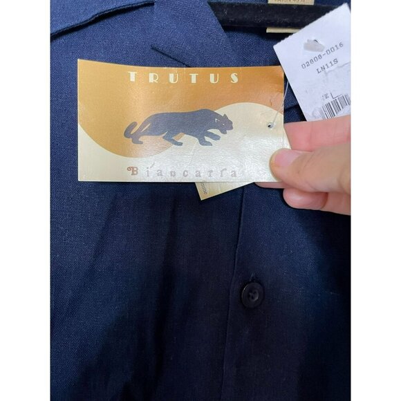VTG DEADSTOCK NOS Trutus Biancarra Men's XL Linen Blend Short Sleeve Button-Up S - Picture 6 of 9